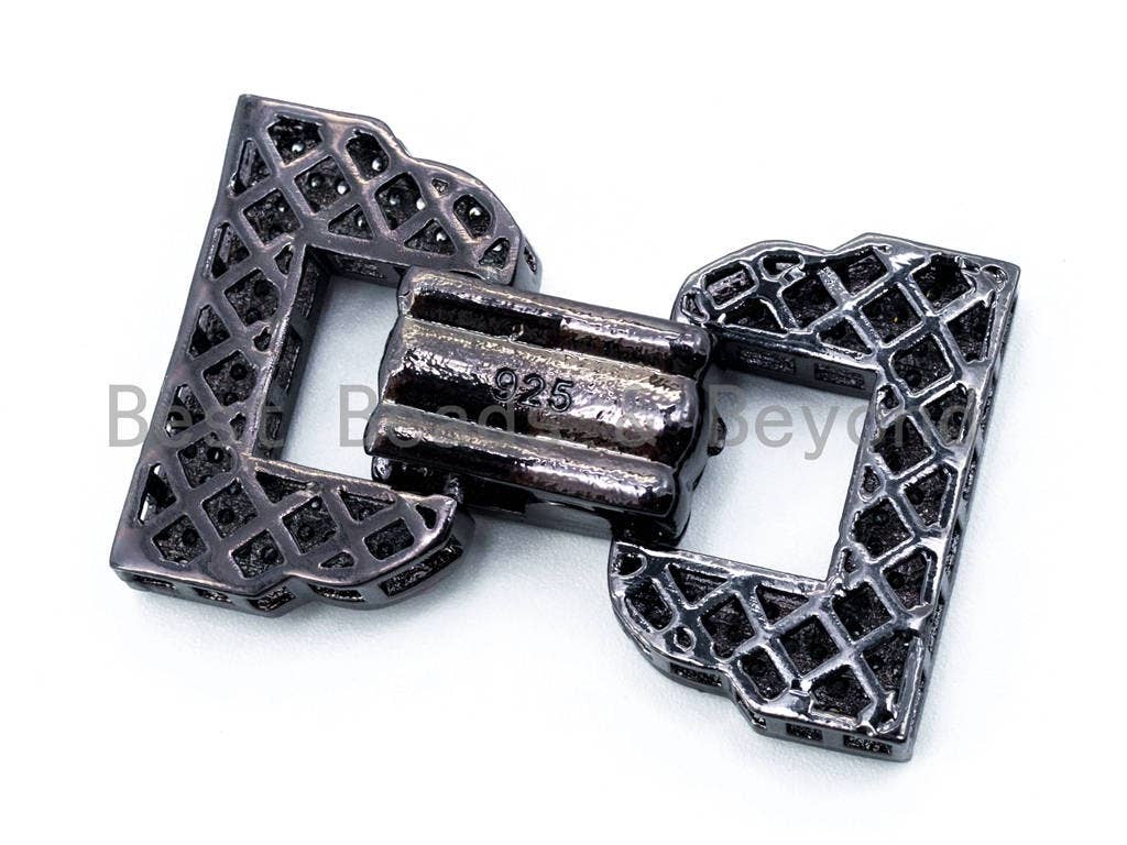 CZ Micro Pave Double D Shape Buckle Clasp, Pave Multi-Strands Connector, 35x21mm, sku#K11