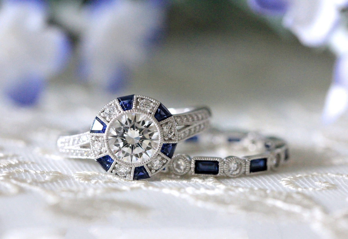 Synthetic Blue Topaz Square Diamond Female Rings