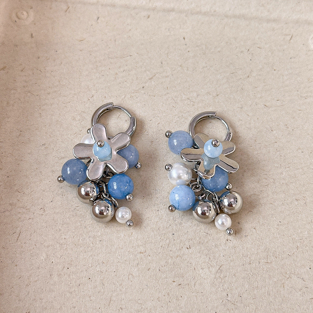 Elegant And Fashionable Tigers Eye Stone Earrings Flower-shaped Ear Clips