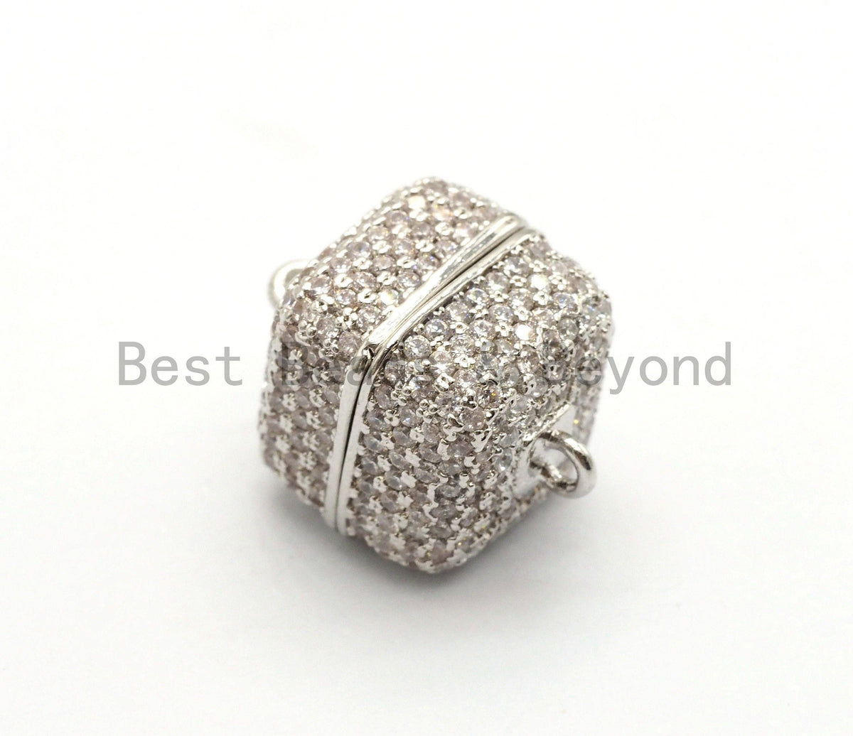 NEW STYLE 8/10/12mm CZ Micro Pave Strong Magnetic Cube Clasp, Cubic Zirconia Magnetic Clasp, Gold Rose Gold Clasp, sku#H134
