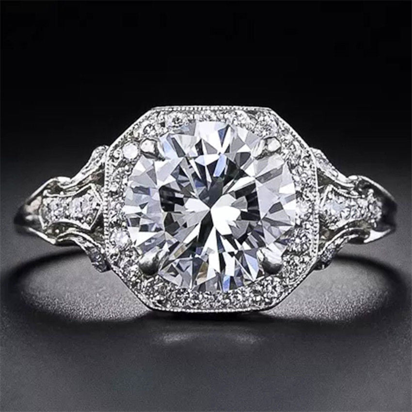 Eight Hearts Arrows Zircon Female Sier Rings