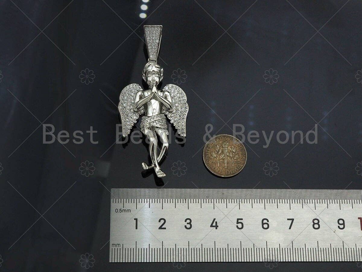 CZ Micro Pave Large Prayer Angel Shape Pendant/Charm, sku#L491
