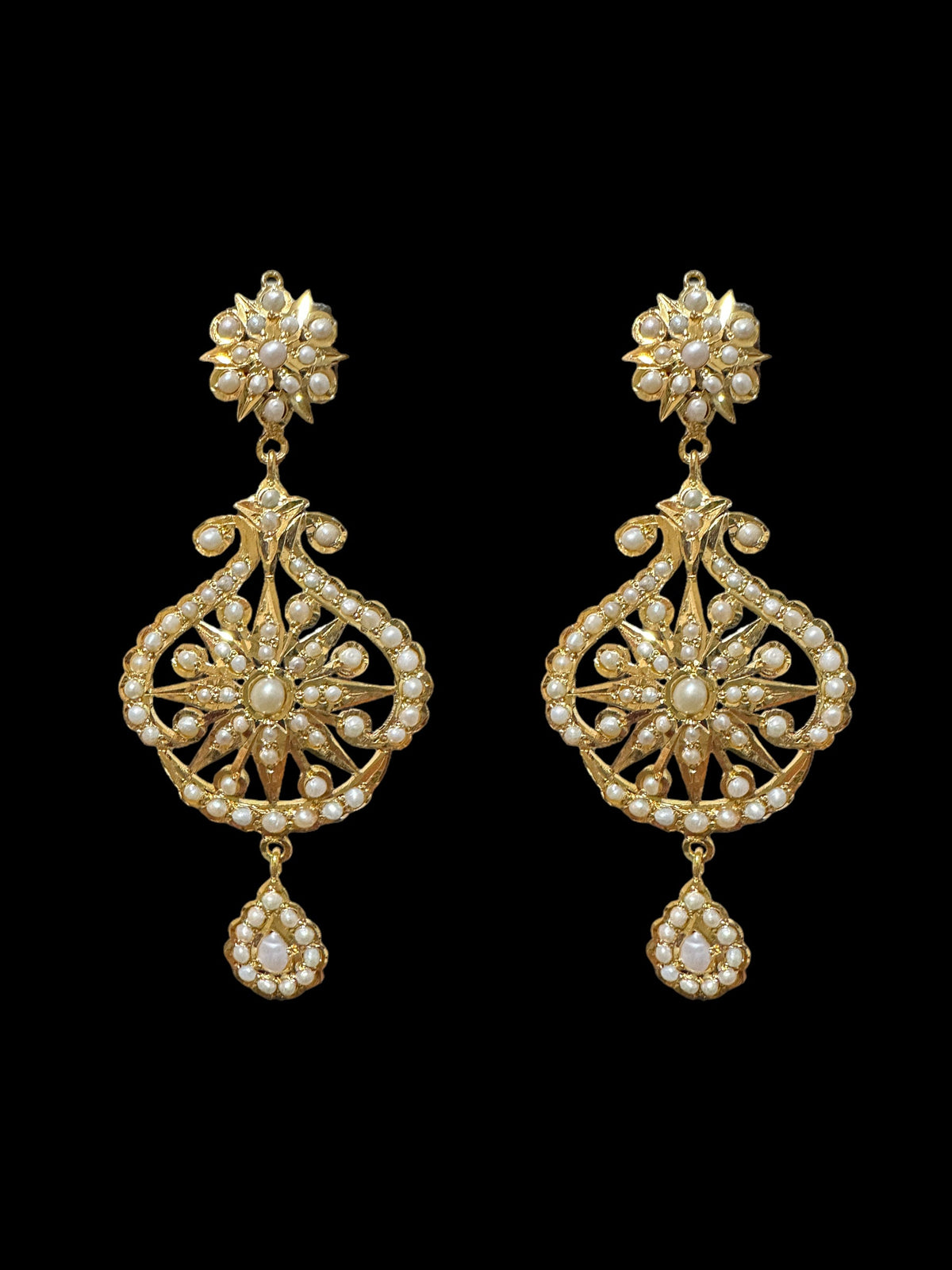Gold plated silver necklace earrings set in fresh water pearls ( SHIPS IN 5 WEEKS )