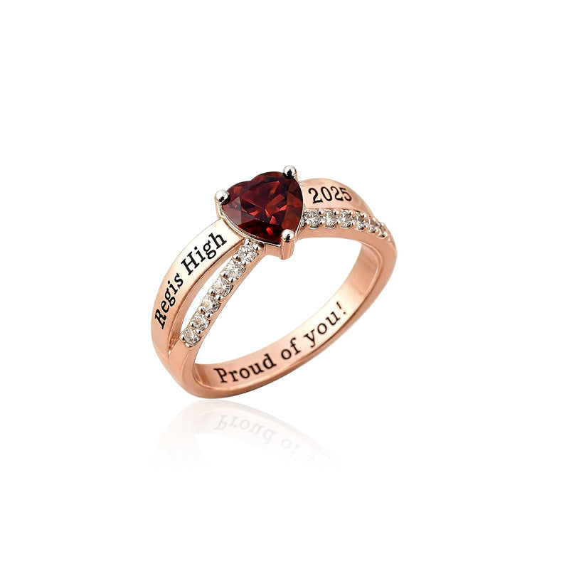 Love Birthday Stone Commemorative Ring