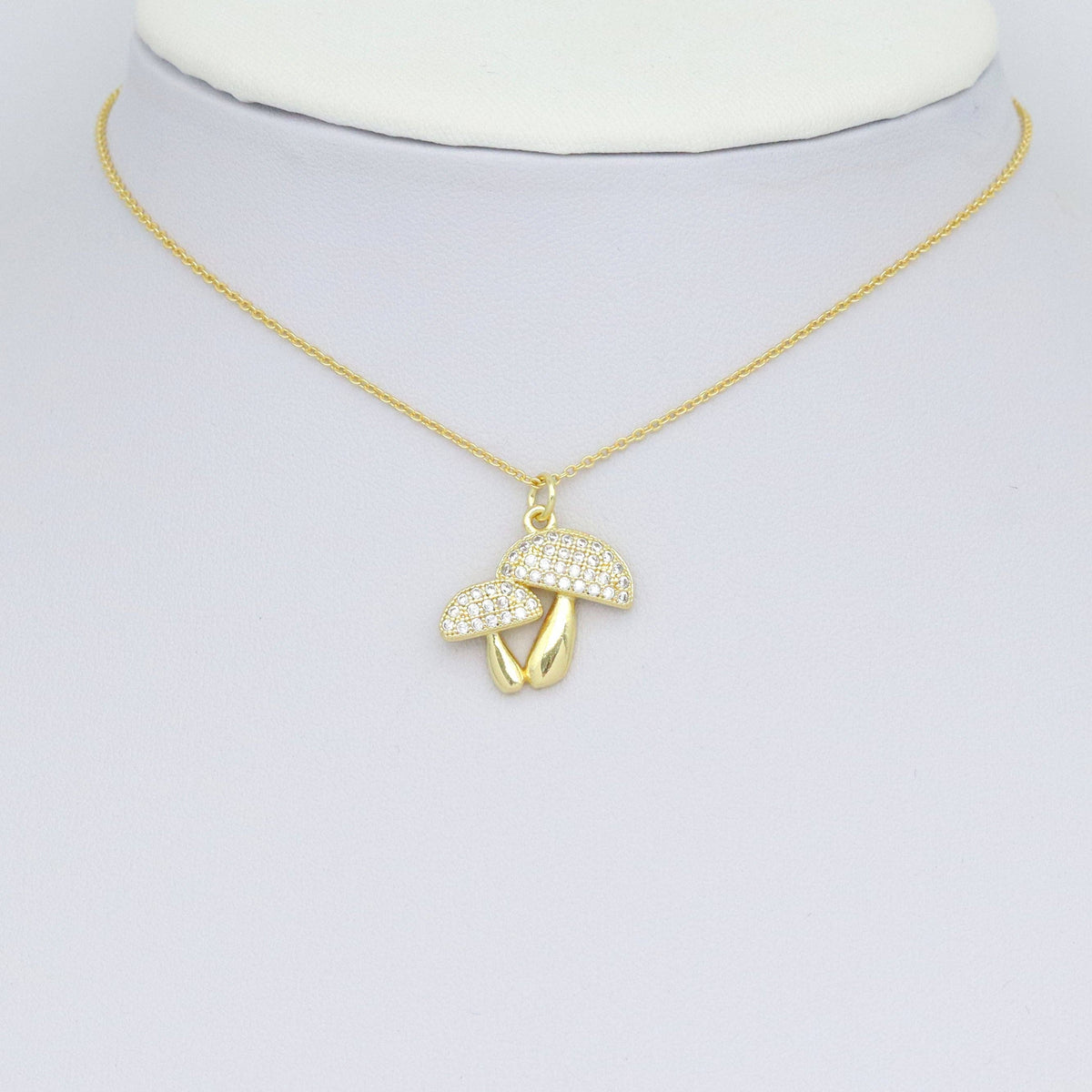 Clear CZ Gold Mushroom Shape Charm Pendant, Sku#LX743
