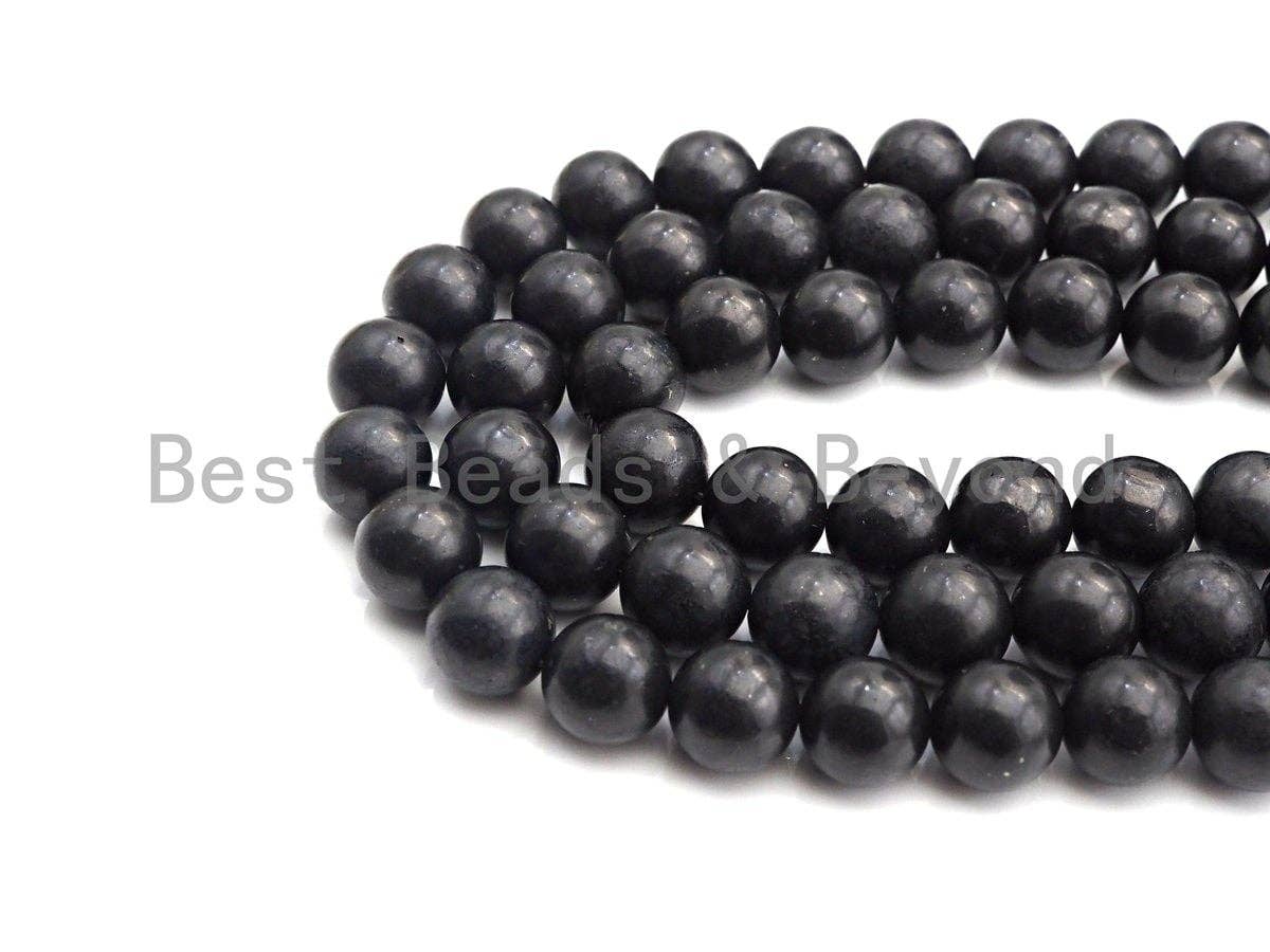 High Quality Natural Shungite Smooth Round Beads, High Energy, 4mm/6mm/8mm/10mm/12mm Shungite Beads, 15.5" Strand, sku#U943