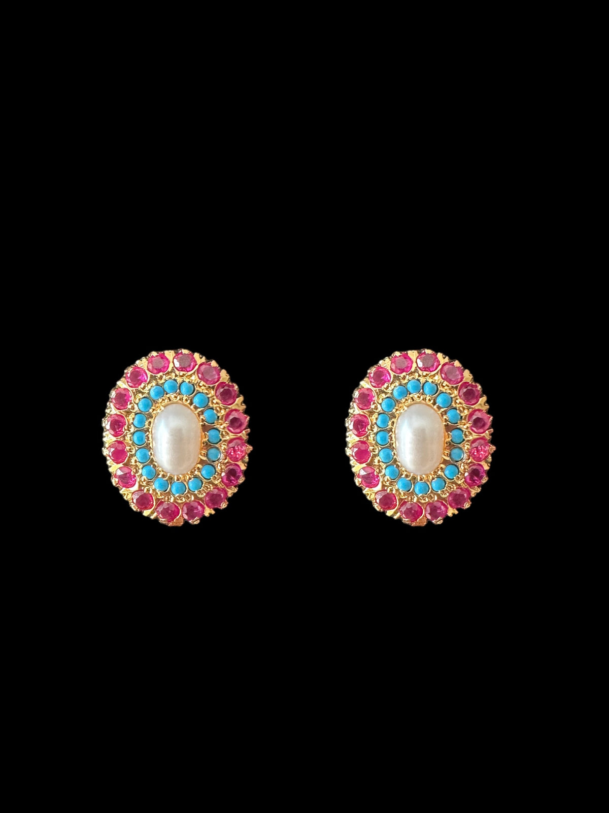 Gold plated jadau silver pendant set in ruby turquoise ( SHIPS IN 4 WEEKS )