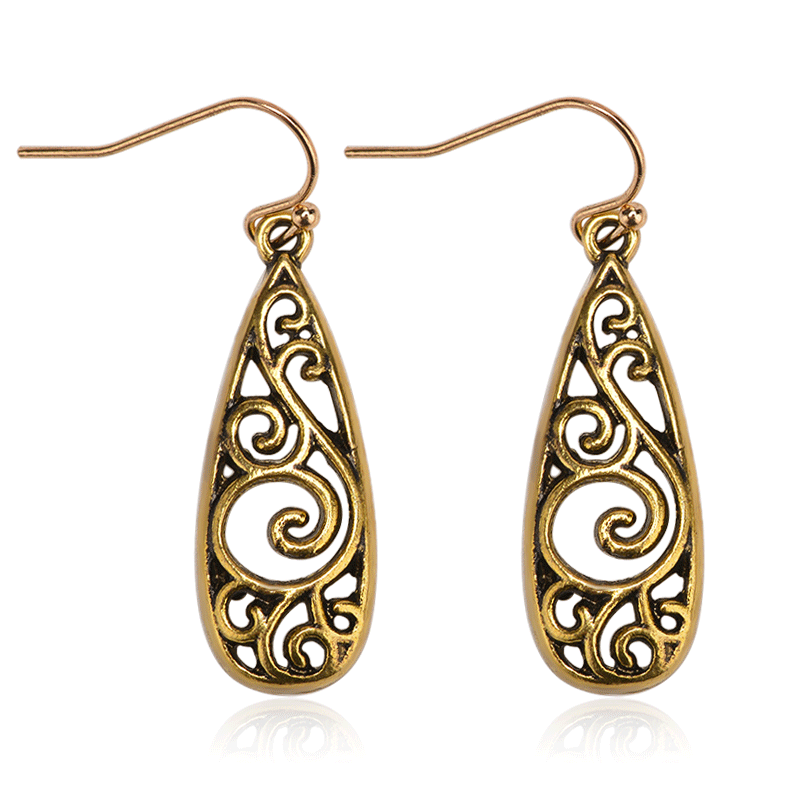 Retro Metal Carved Court-Style Earrings For Women