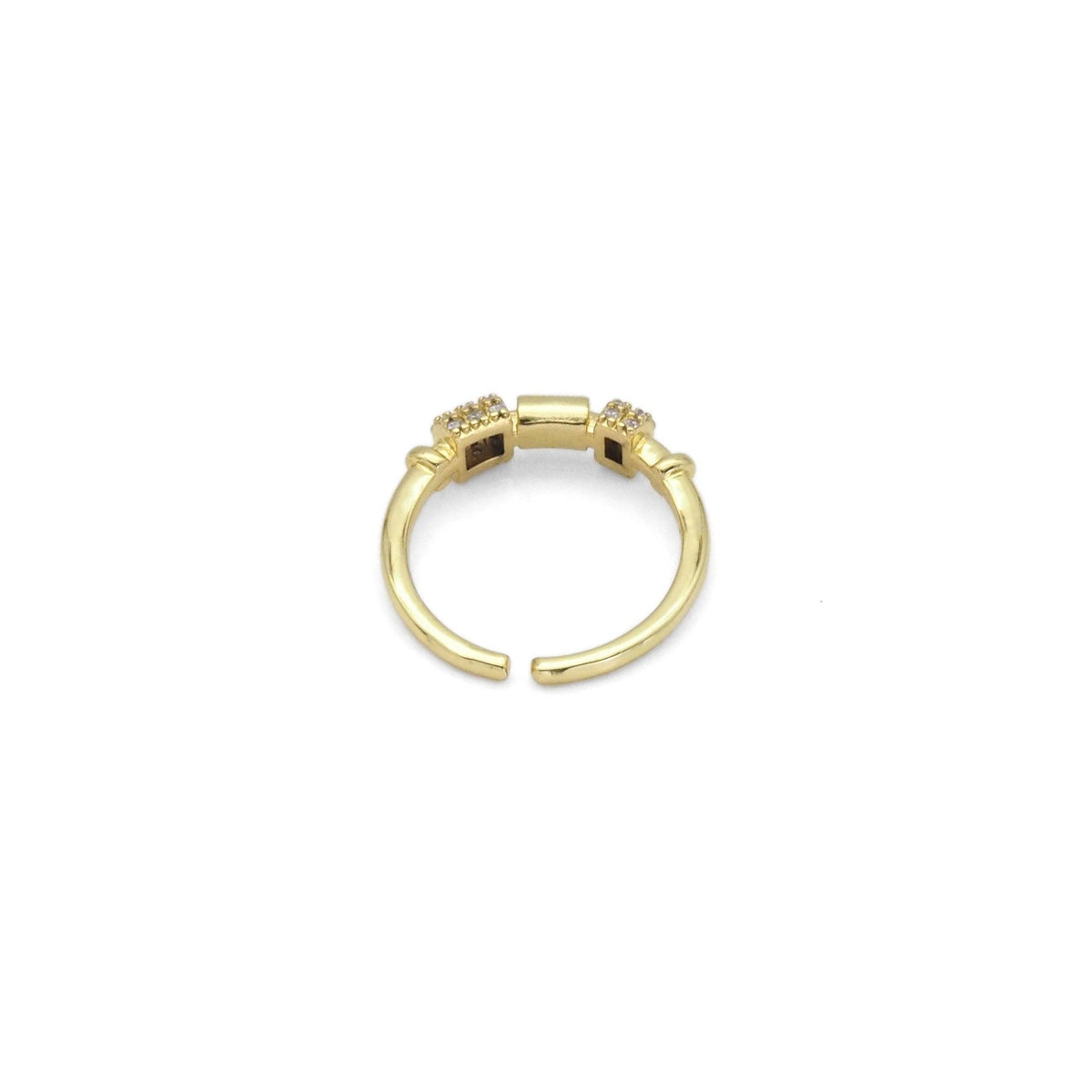 Gold Silver CZ Tube Shape Adjustable Ring, Sku#B374