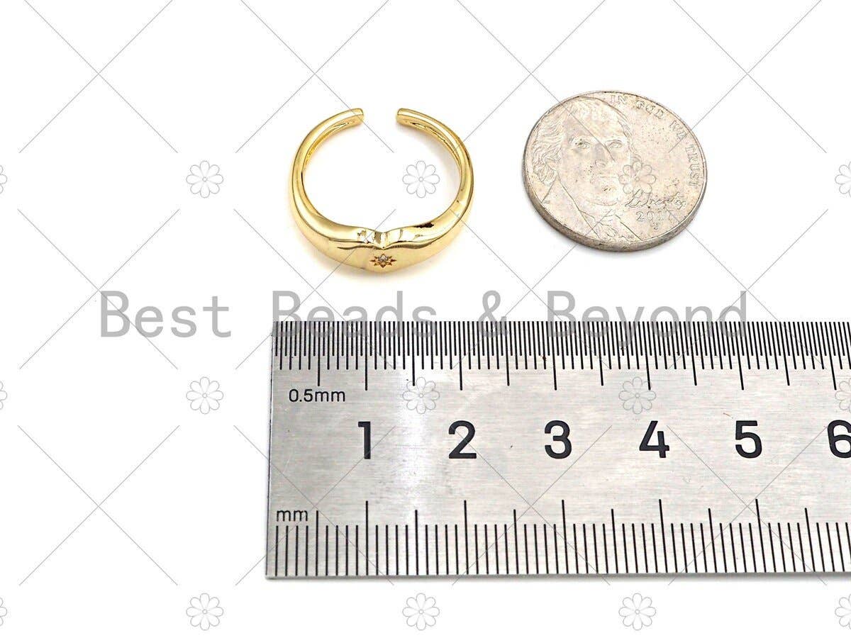 Gold Heart Star Signet Adjustable Ring, Sku#X185