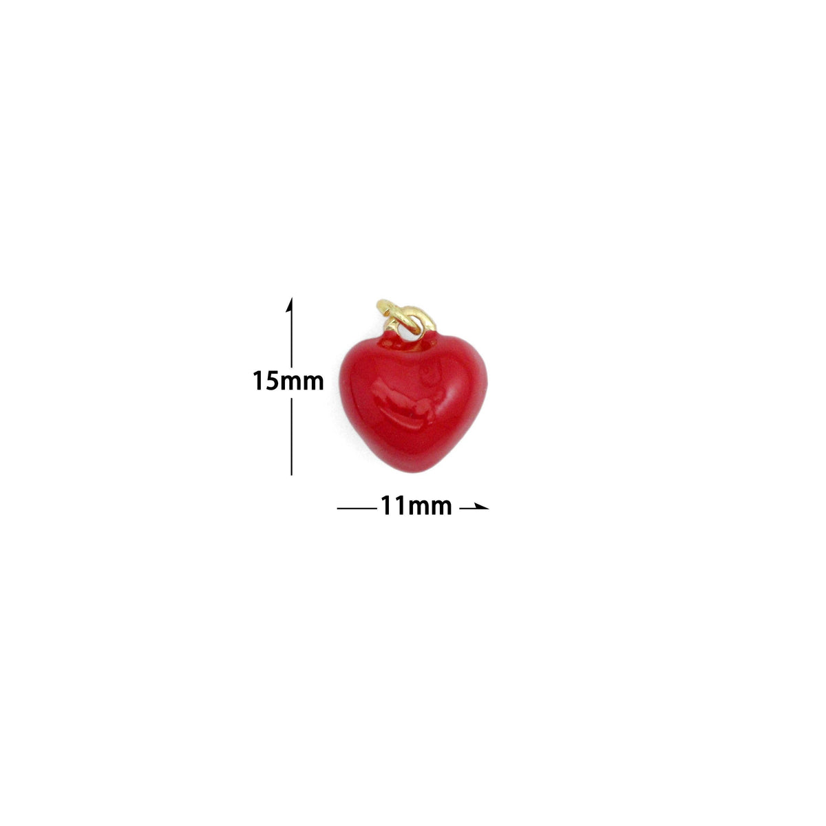 Red Enamel Puffy Heart Charm Pendant,Sku#LD711