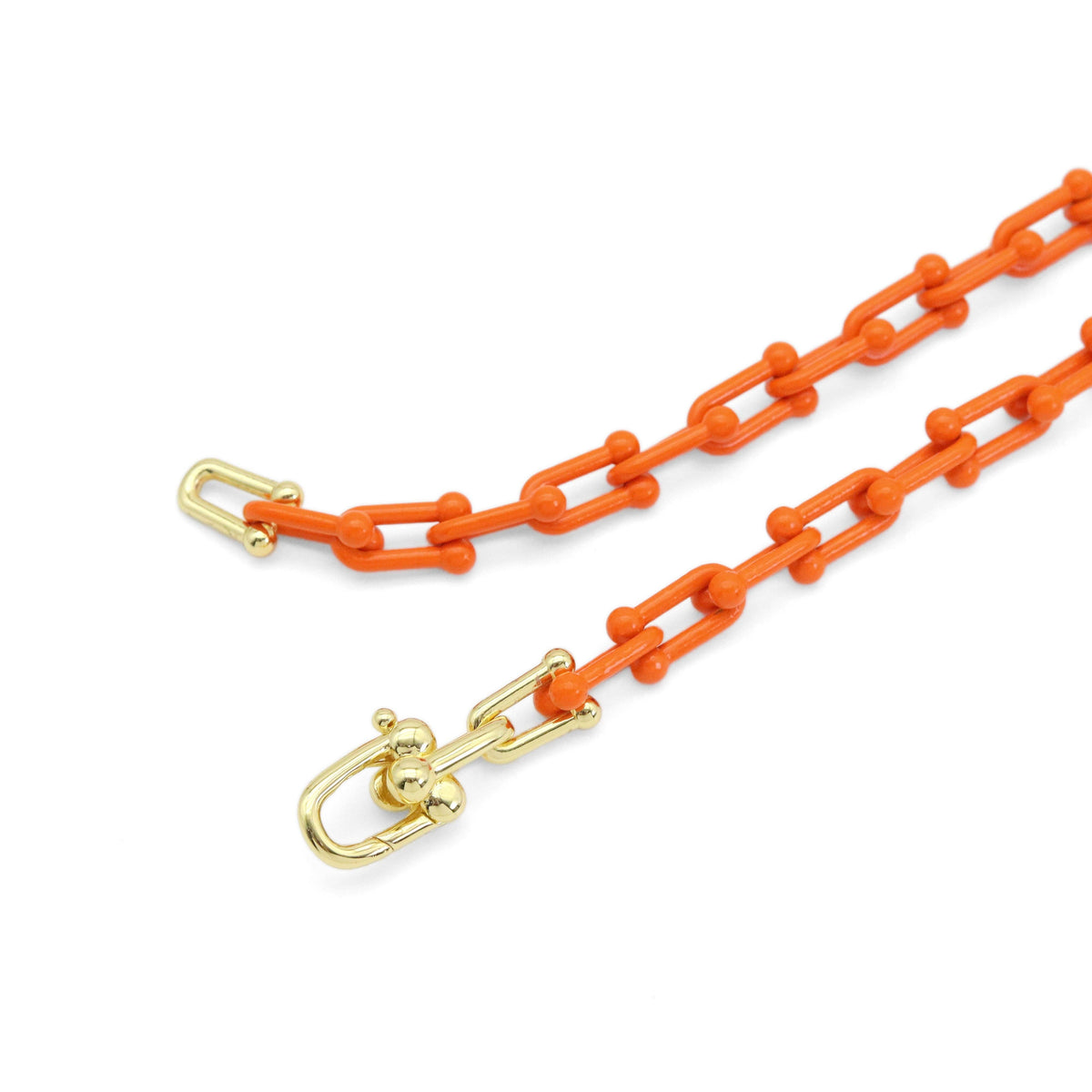 Colorful Enamel Metal U Chain necklace with Rectangle clasp,
