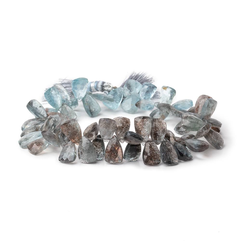 9x7-12x7mm Copper Moss Aquamarine Top Drilled Faceted Points 8 inch 58 Beads AAA