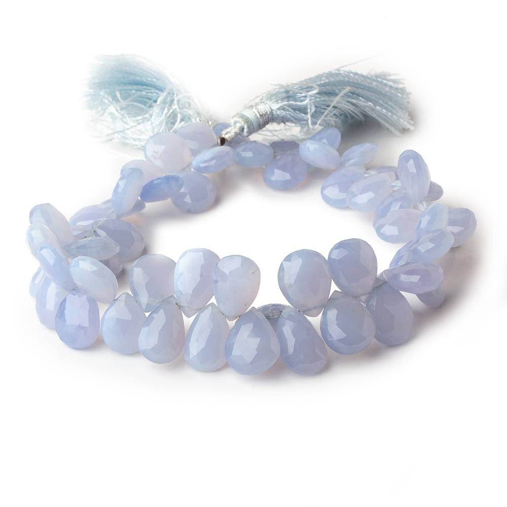 9x7-12x9mm Turkish Blue Chalcedony Pear Beads 8 inch 55 pieces AA
