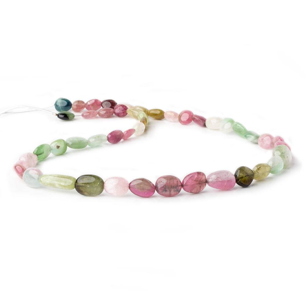 9x7-20x7mm Multi Color Tourmaline plain nugget beads 20 inch 46 pieces A