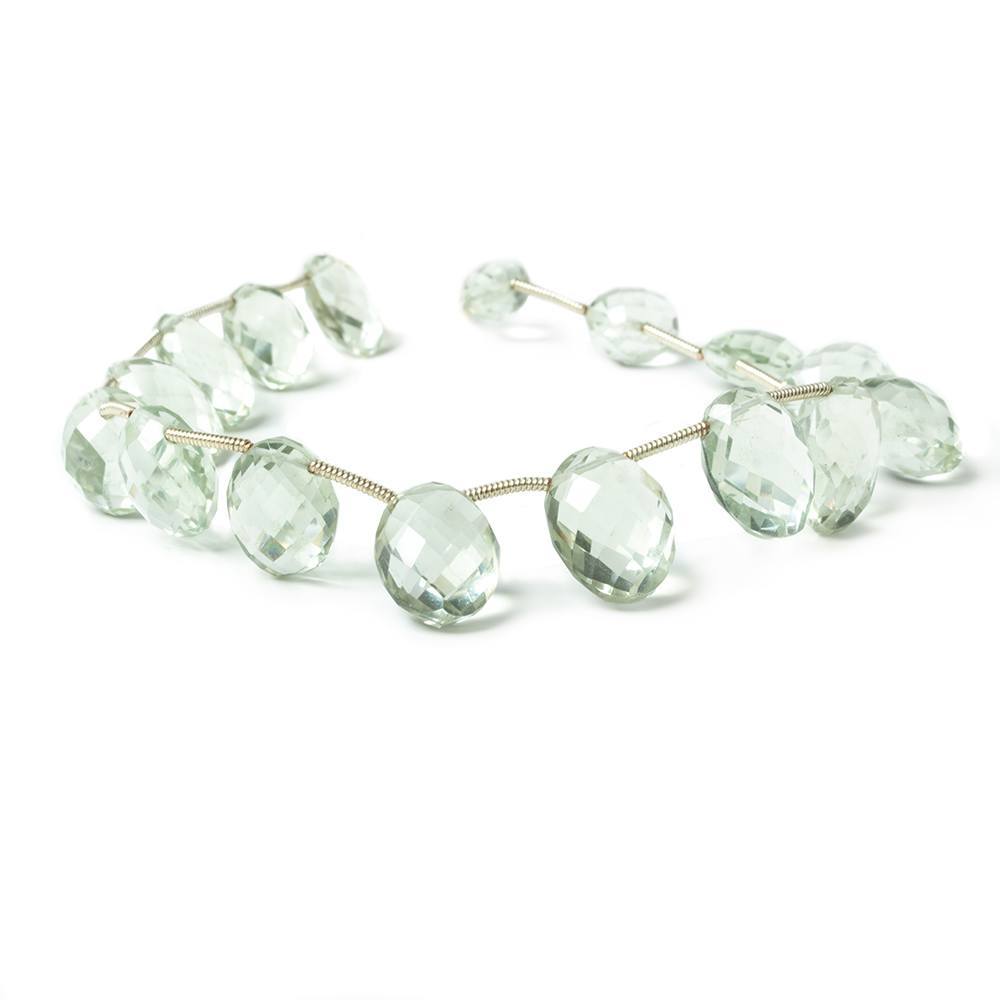 9x7mm-17x8mm Prasiolite Faceted Oval Beads 8 inch 16 pieces