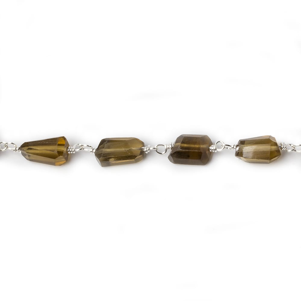 9x7mm Whiskey Quartz faceted nugget .925 Silver Chain by the foot 22 pieces