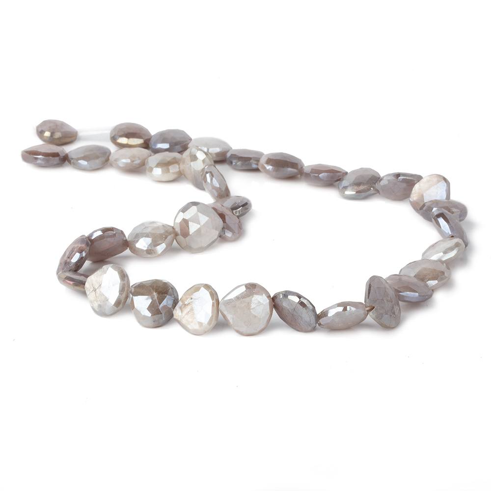 9x9-11x11mm Mystic Chocolate Moonstone straight drill faceted hearts 14 inch 35 beads