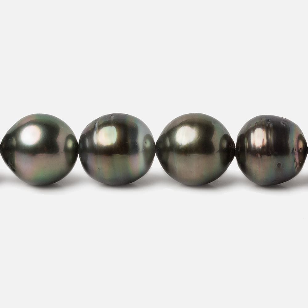 9x9.5-10.5x11.5mm Peacock Tahitian Round Saltwater Pearls 16 inch 40 pieces A