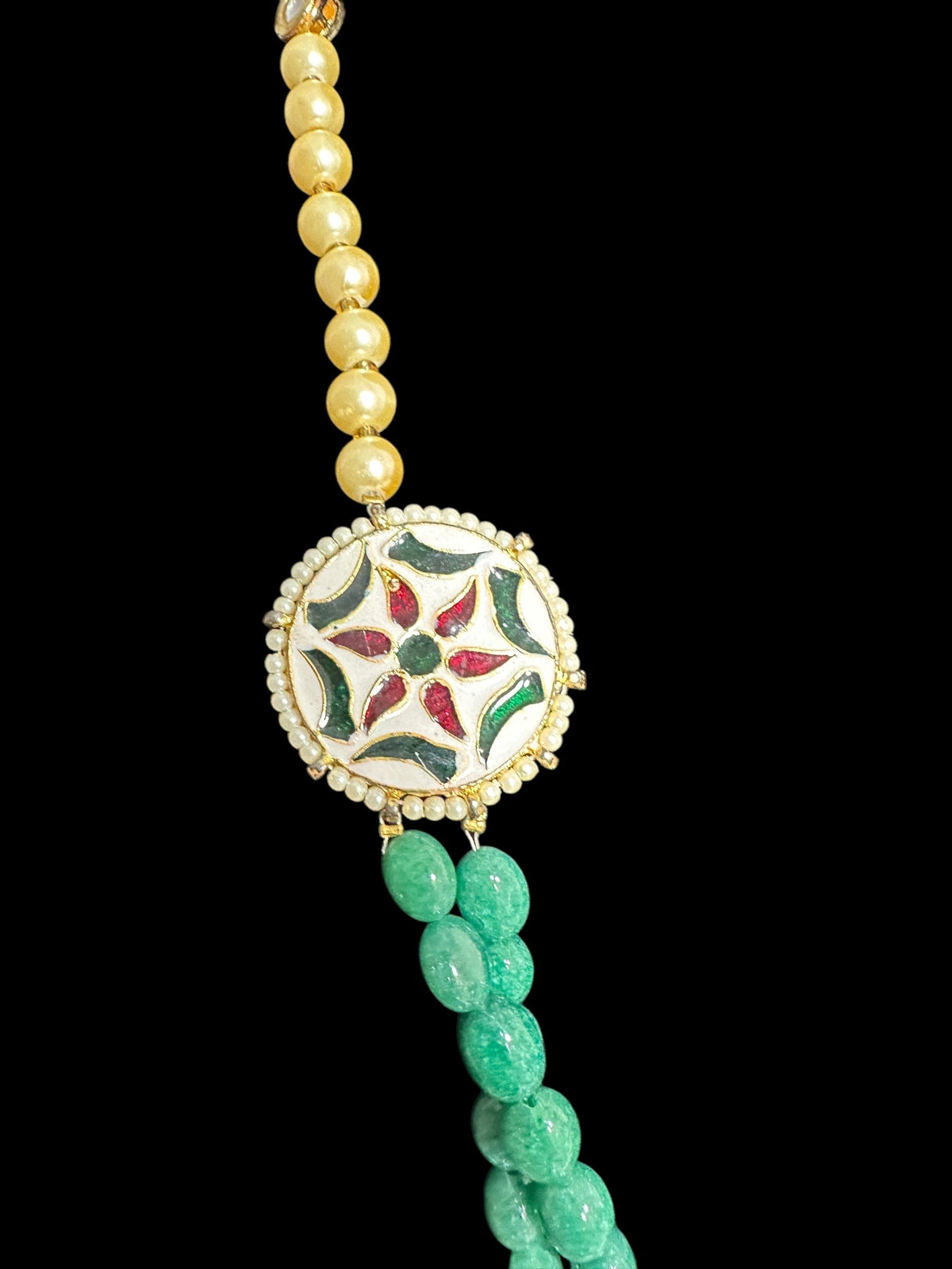 Kundan mala style necklace - green ( READY TO SHIP )