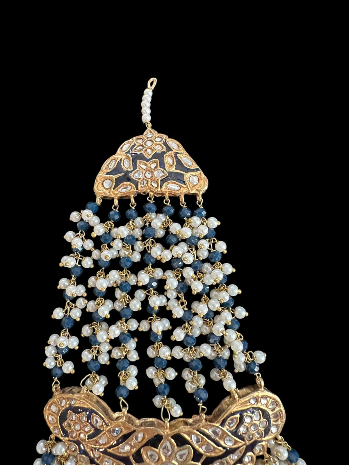 JTK38 kundan jhoomar tika in blue meenakari ( READY TO SHIP )