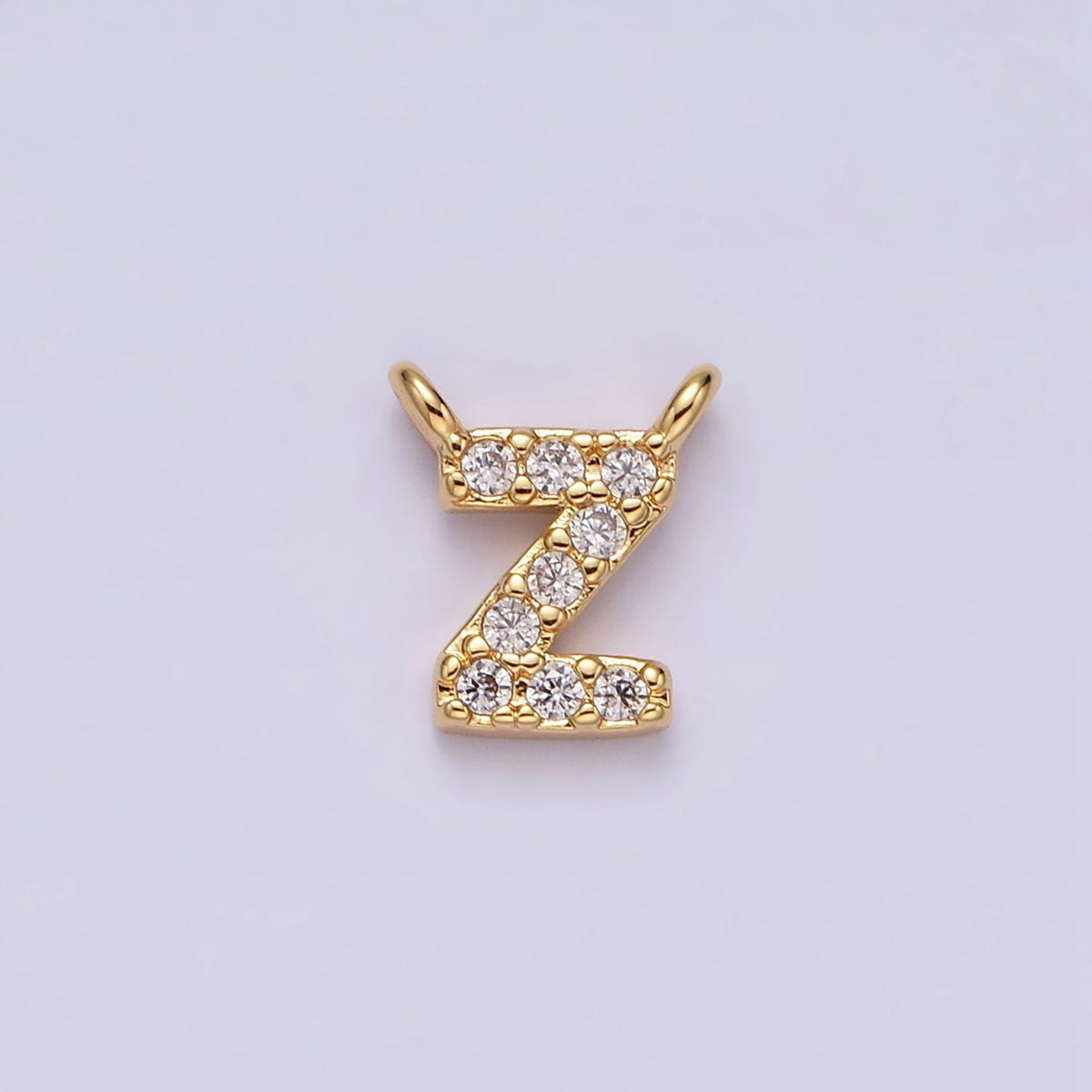 16K Gold Filled A-Z Initial Letter Micro Paved CZ Top Loop Personalized Connector | A-585-A-597