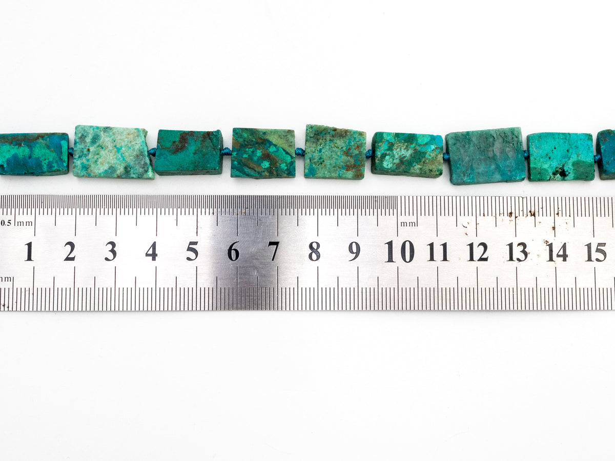Quality Natural Chrysocolla Rectangle beads, 13-18mm, Natural Green Gemstone Beads,Chrysocolla Irregular Beads 15-16 inches strand, SKU#U171