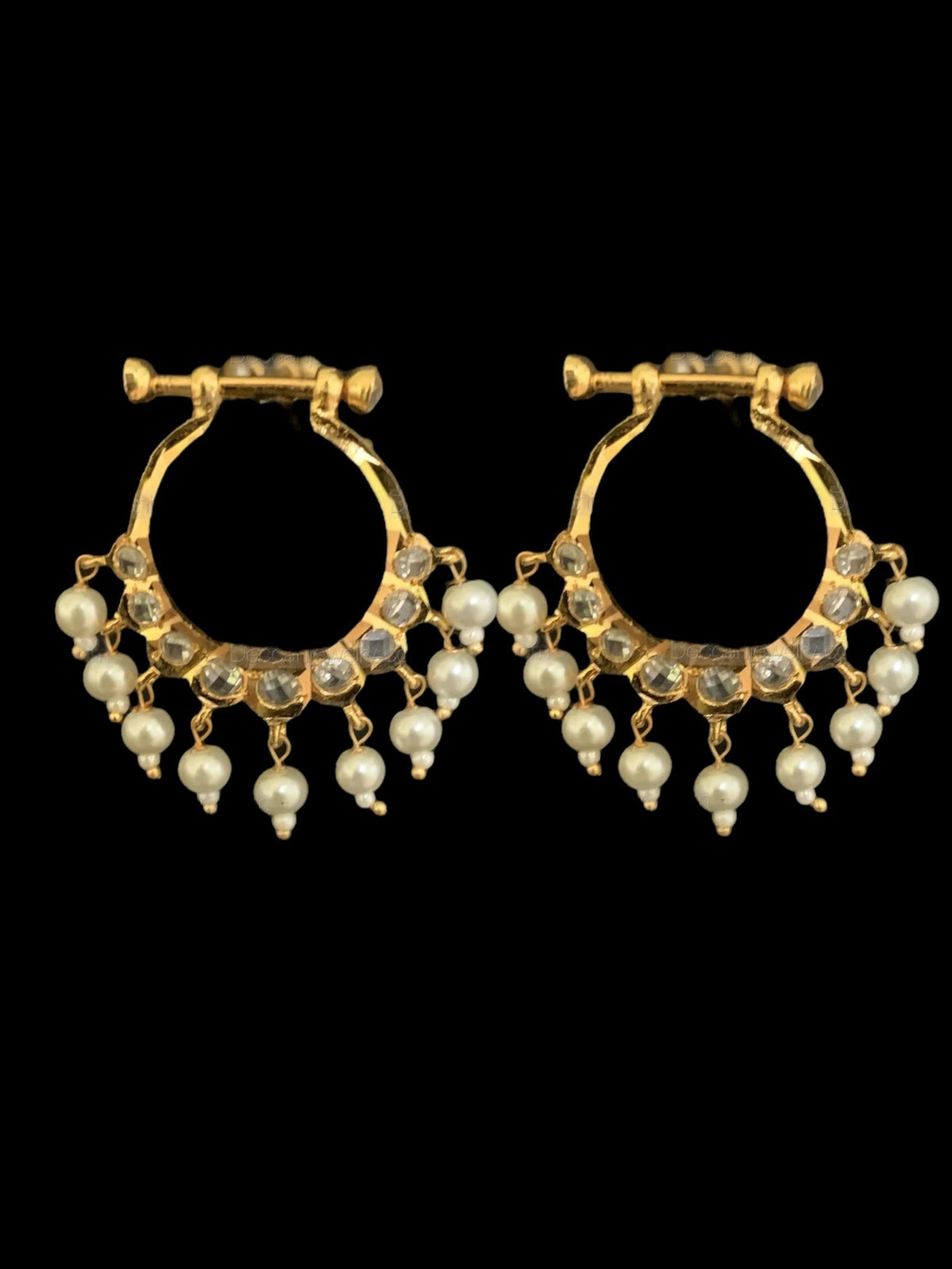 DER630 Sarah Hyderabadi chandbali in medium sized (READY TO SHIP )