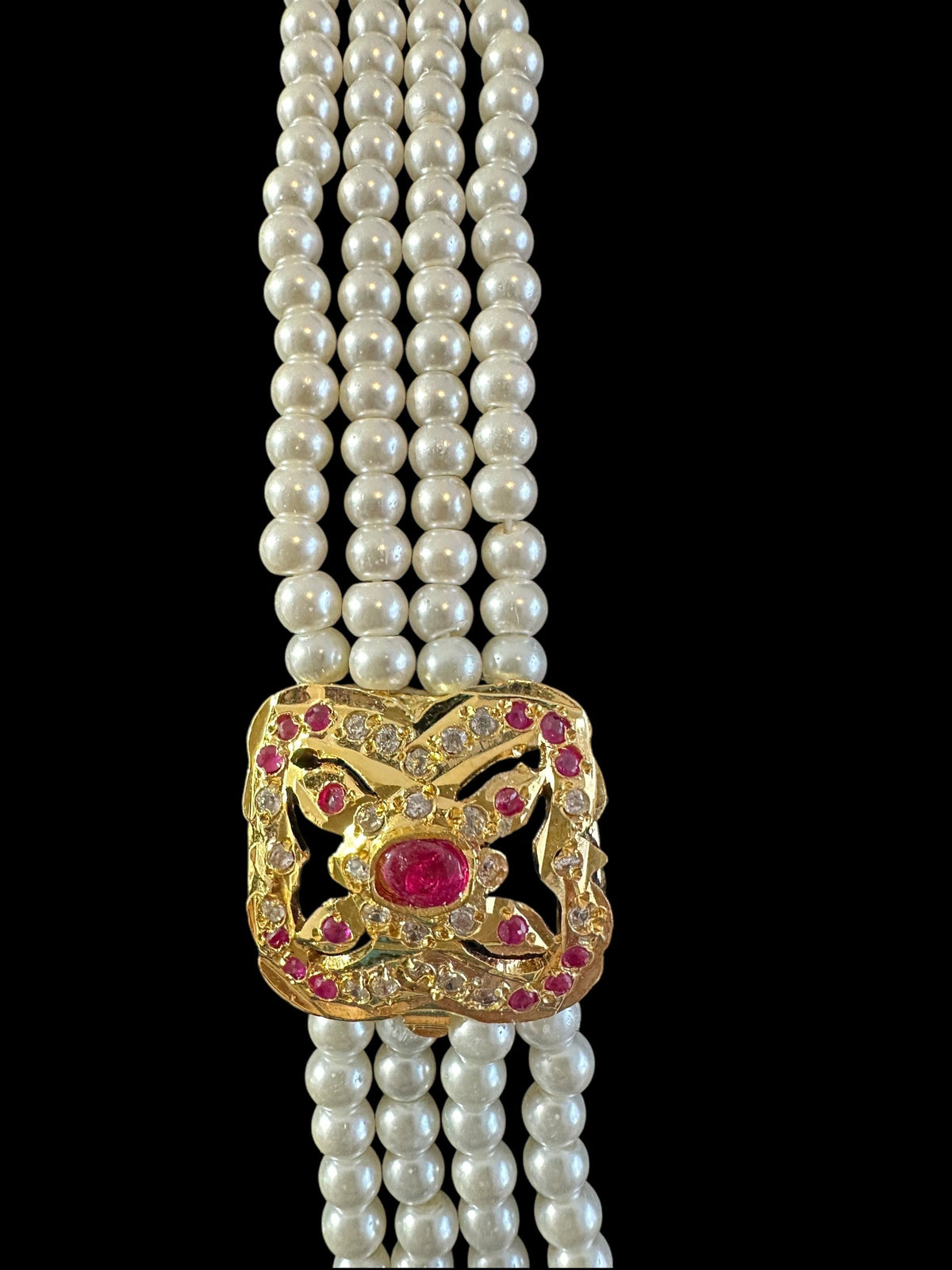 DLN115 Filza jadau rani haar in ruby wuth zircon ( READY TO SHIP )