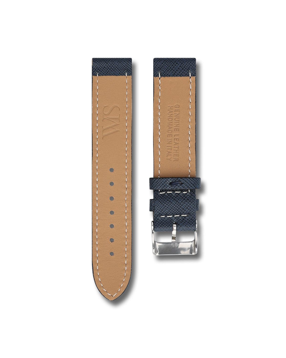 Midnight Blue Saffiano Leather Watch Strap 18mm