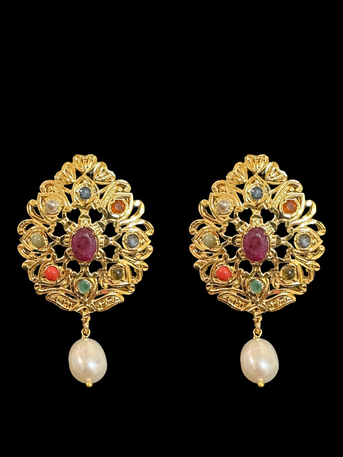 PS373 FAHM Navratan pendant set with real stones ( READY TO SHIP )