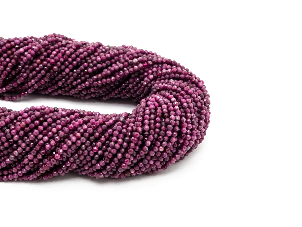 High Quality Natural Ruby Faceted Round 3mm Beads
