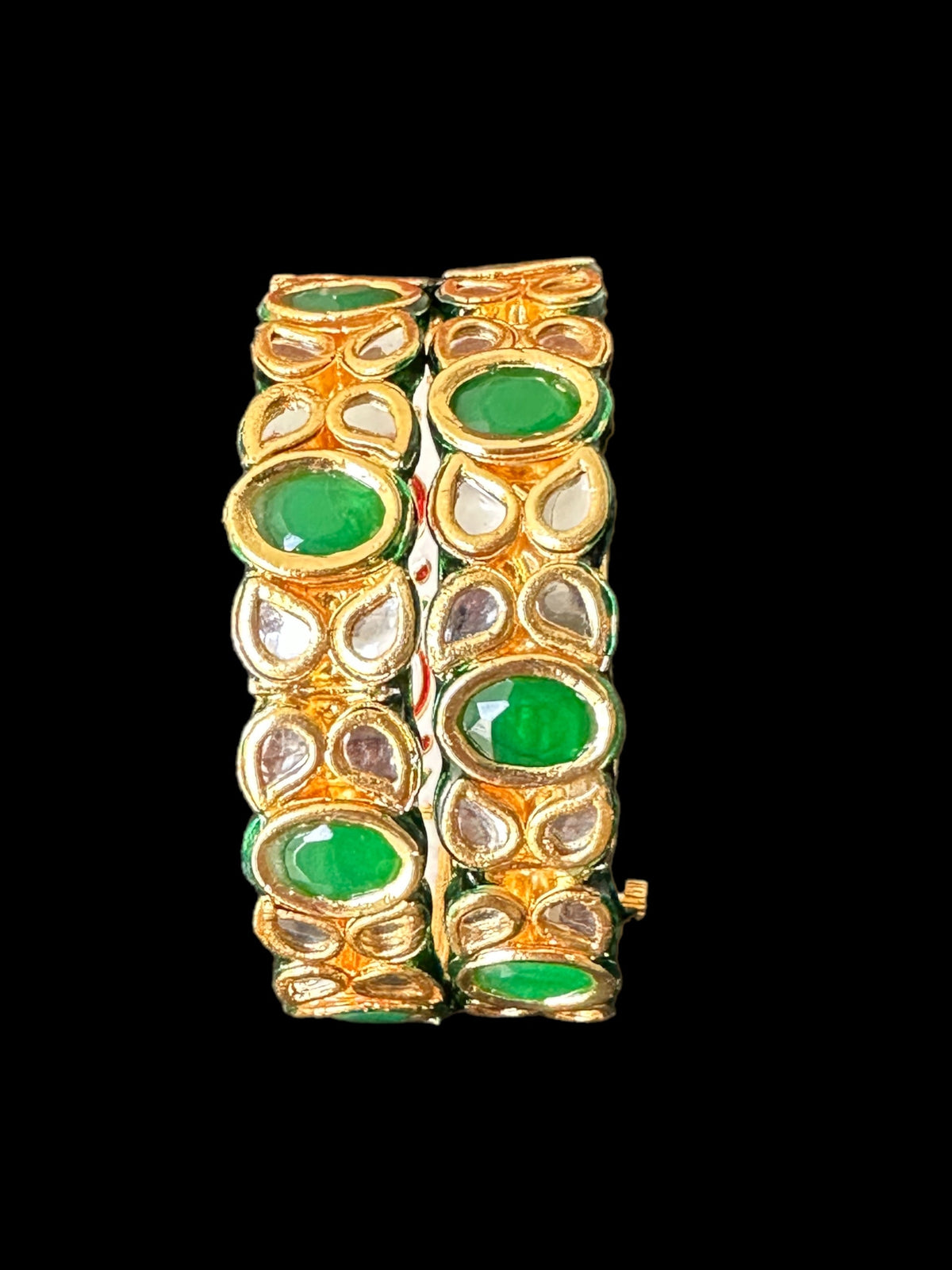 B179 Amelia kundan bangles in green ( READY TO SHIP ) 2.2/2.4/2.6