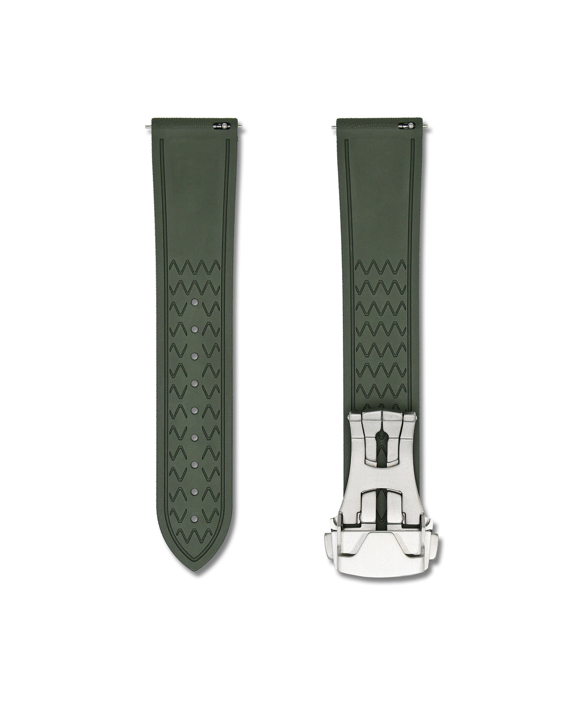 Forest Green Deployant Clasp Quick Release Rubber Sailcloth Strap 18mm