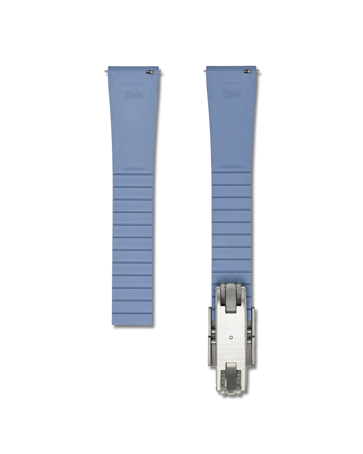 Patterned Sky Blue Deployant Clasp Quick Release Rubber Strap 20mm