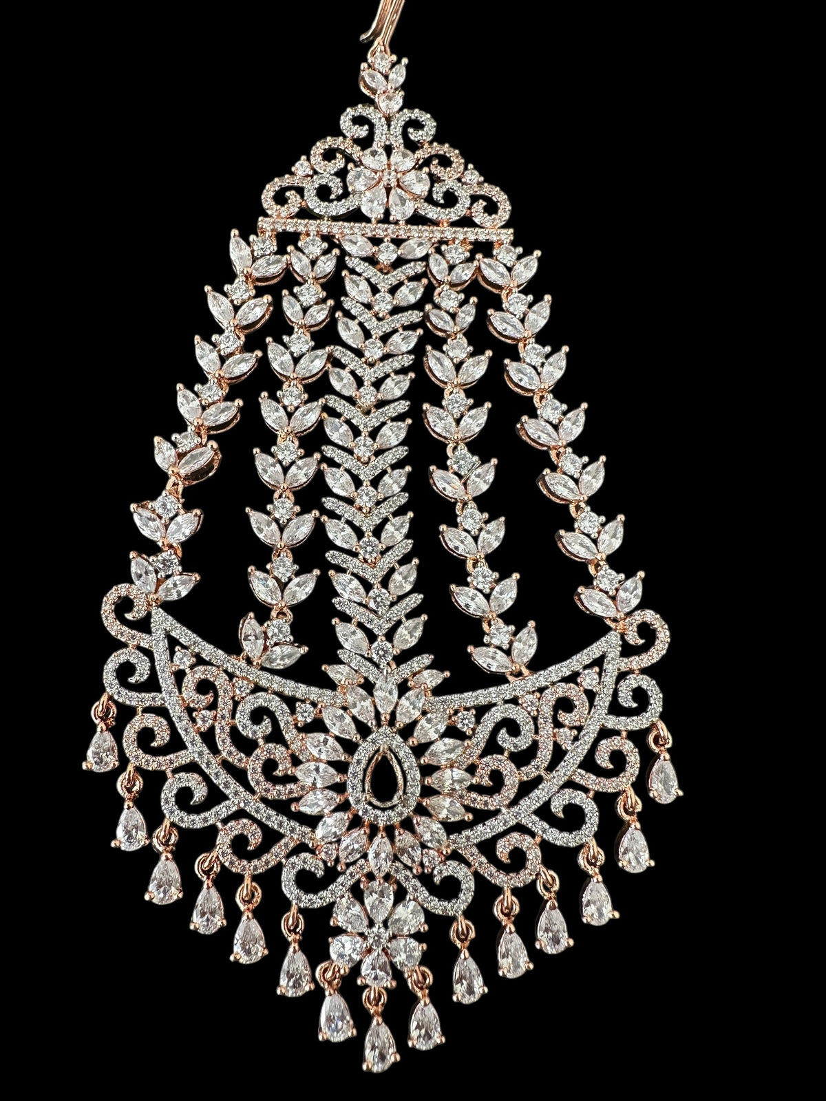 DJHR142 Mansi Cz jhoomar in rose gold plating ( READY TO SHIP )