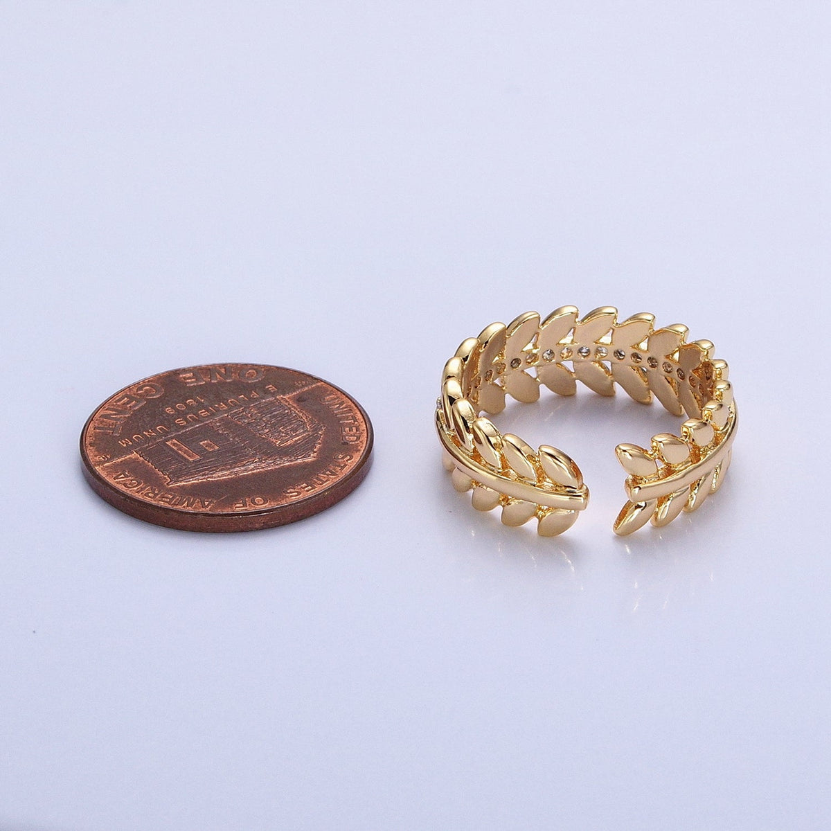 16K Gold Filled Paddy Wheat Band Statement Ring in Gold & Silver | O-1966 O-1967