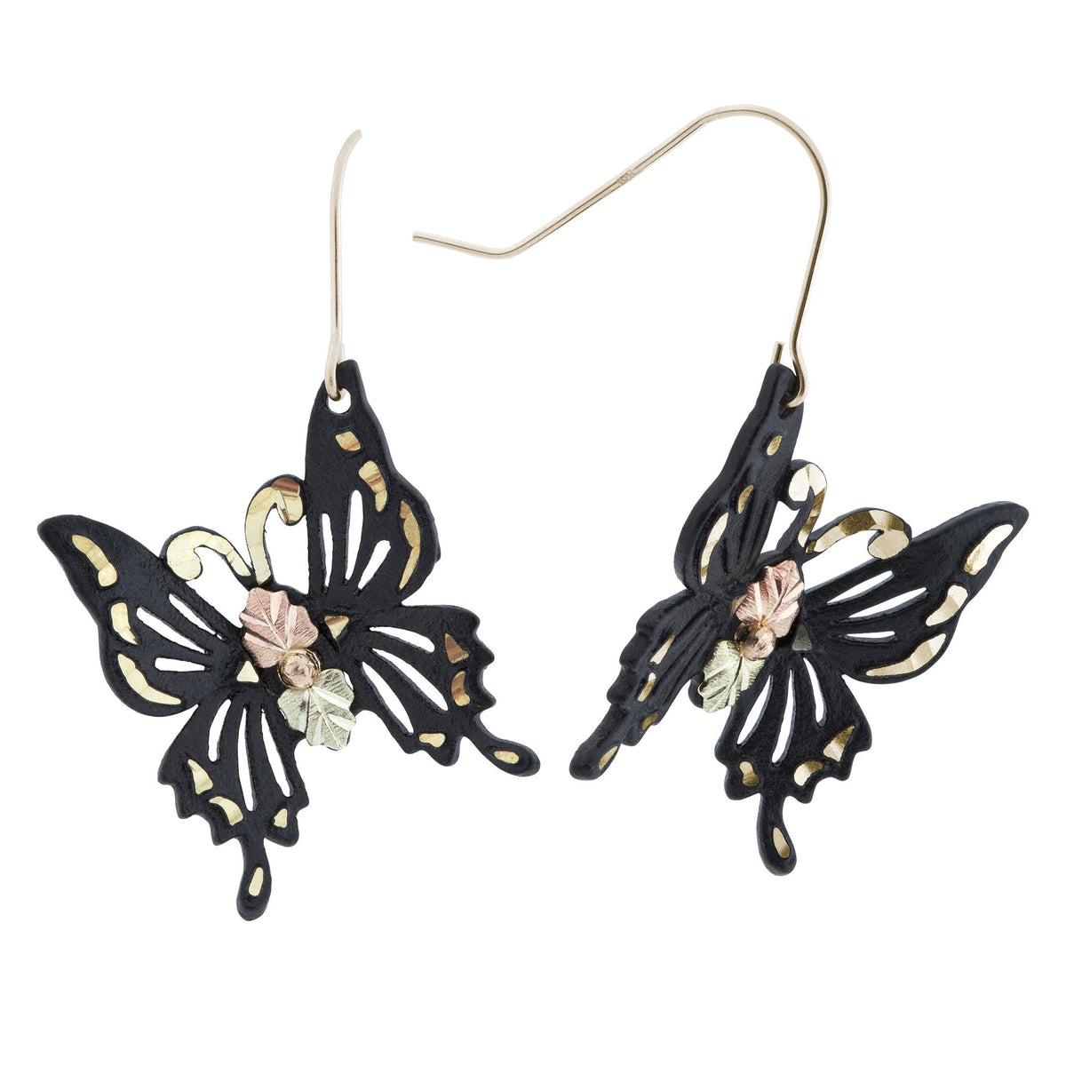 Powder Coated Butterfly - Black Hills Gold Earrings