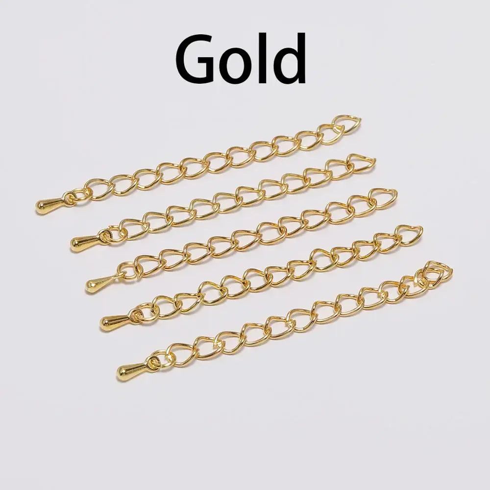 20pcs/lot 50-70mm Extended Extension Tail Chain Connectors Water Drop End Beads For DIY Jewelry Making Bracelet Necklace