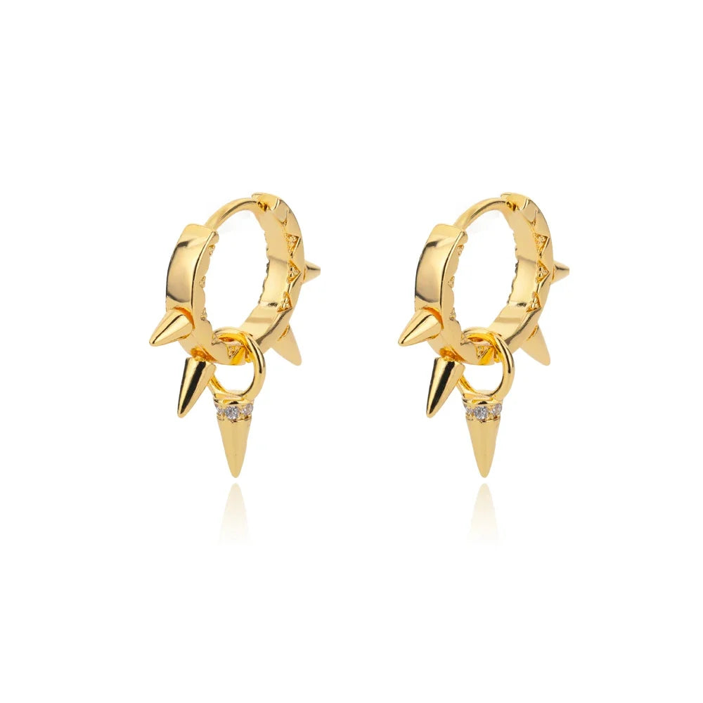 Punk Spike Rivet Stainless Steel Earrings For Women Gold Color Earring Gothic Christmas Party Jewelry Gift Bijoux Femme