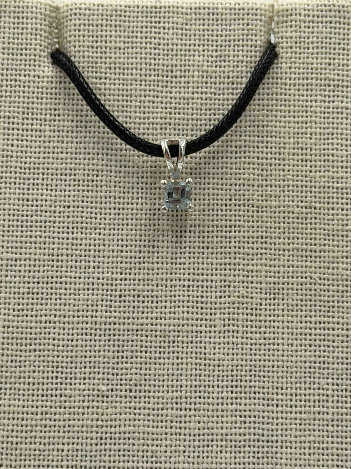 Sterling Silver Square Aquamarine Pendant