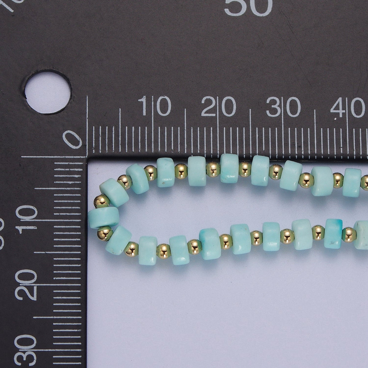Clearance Pricing BLOWOUT Gold Filled Blue Turquoise Rondelle Heishi Gemstone Gold Spacer Beads 16 Inch Choker Necklace | WA-1435
