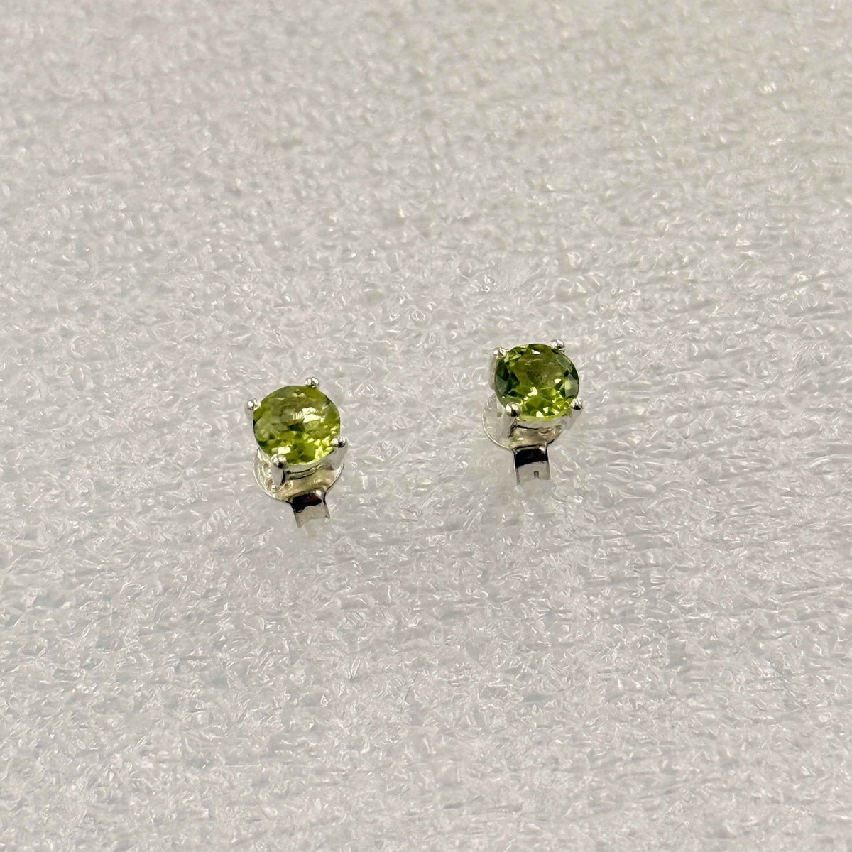 Sterling Silver Round Peridot Post Earrings Size 3