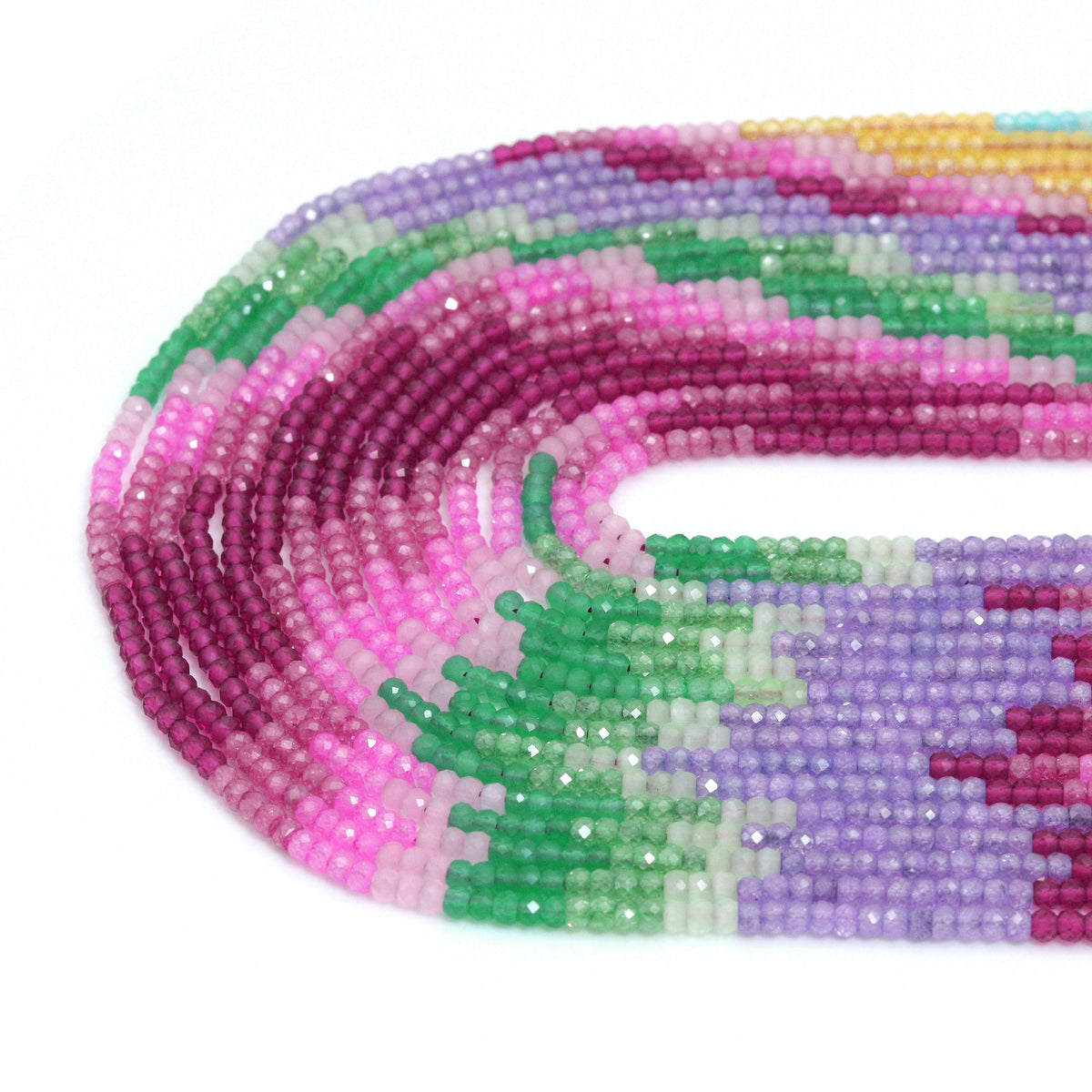 2x3mm Multicolor CZ with Cat's Eye Rondelle Faceted Beads, Sku#U2326