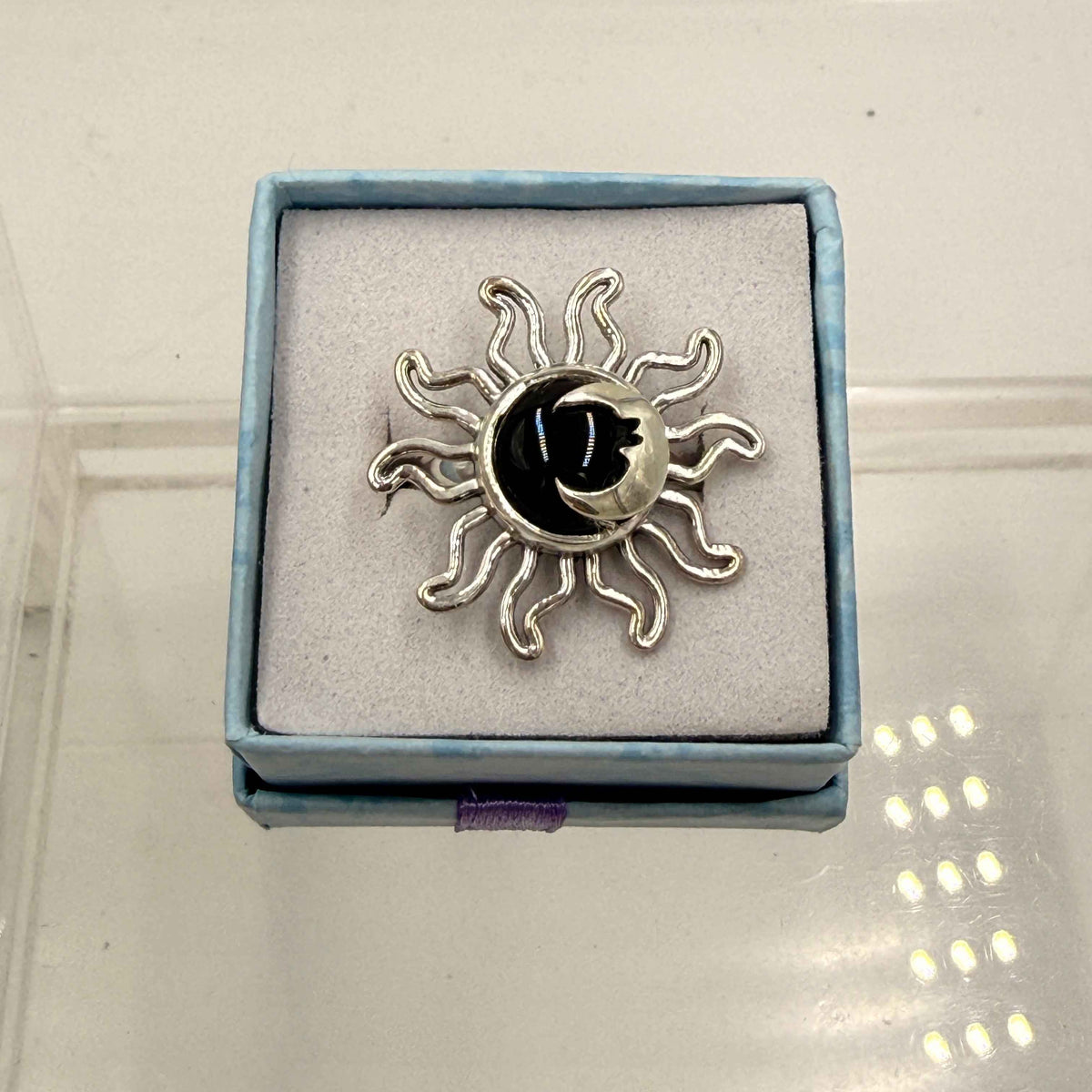 Sterling Silver Sun & Moon Black Onyx Ring - Protection, Grounding & Stabilizing