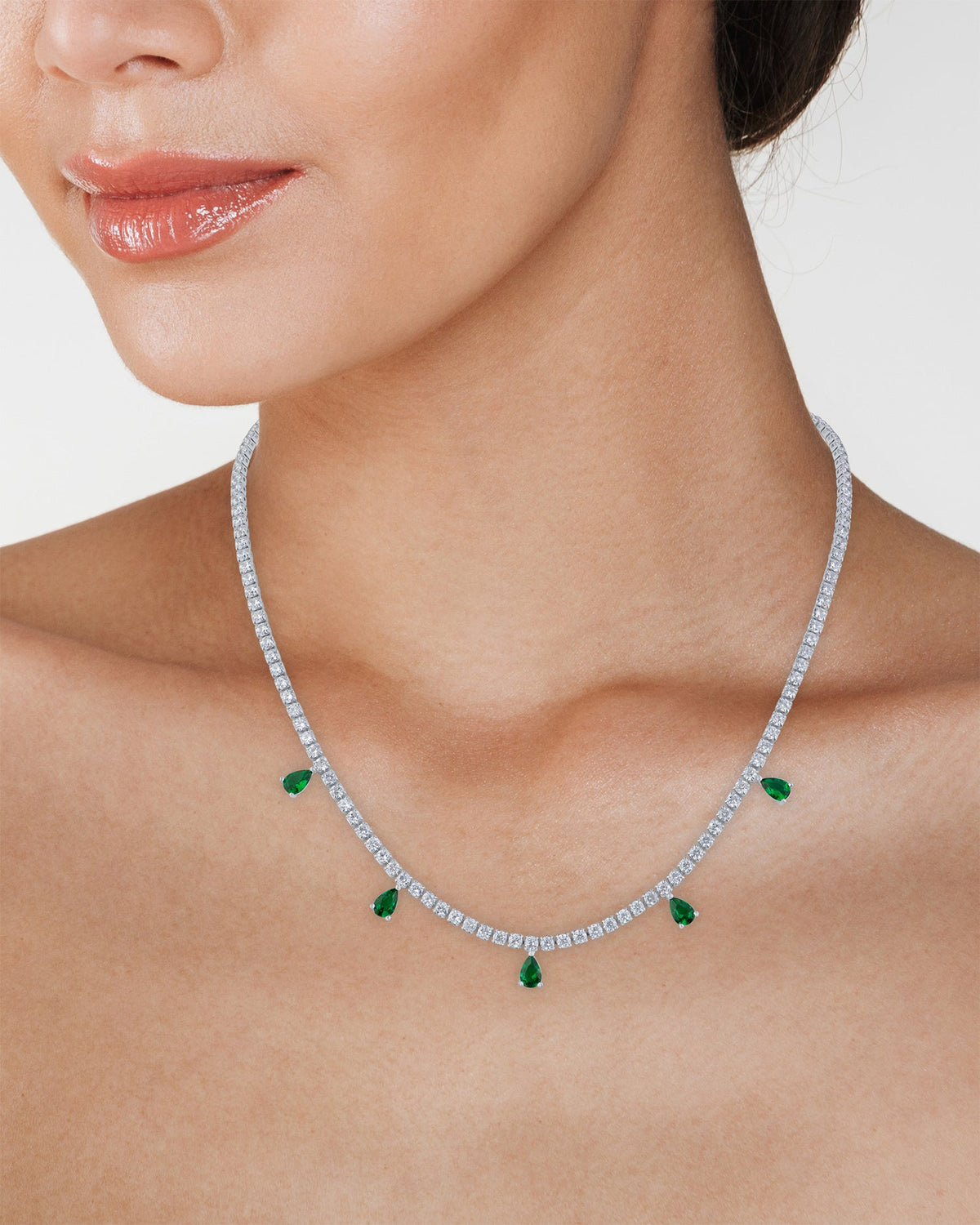 Round and Pear CZ Necklace