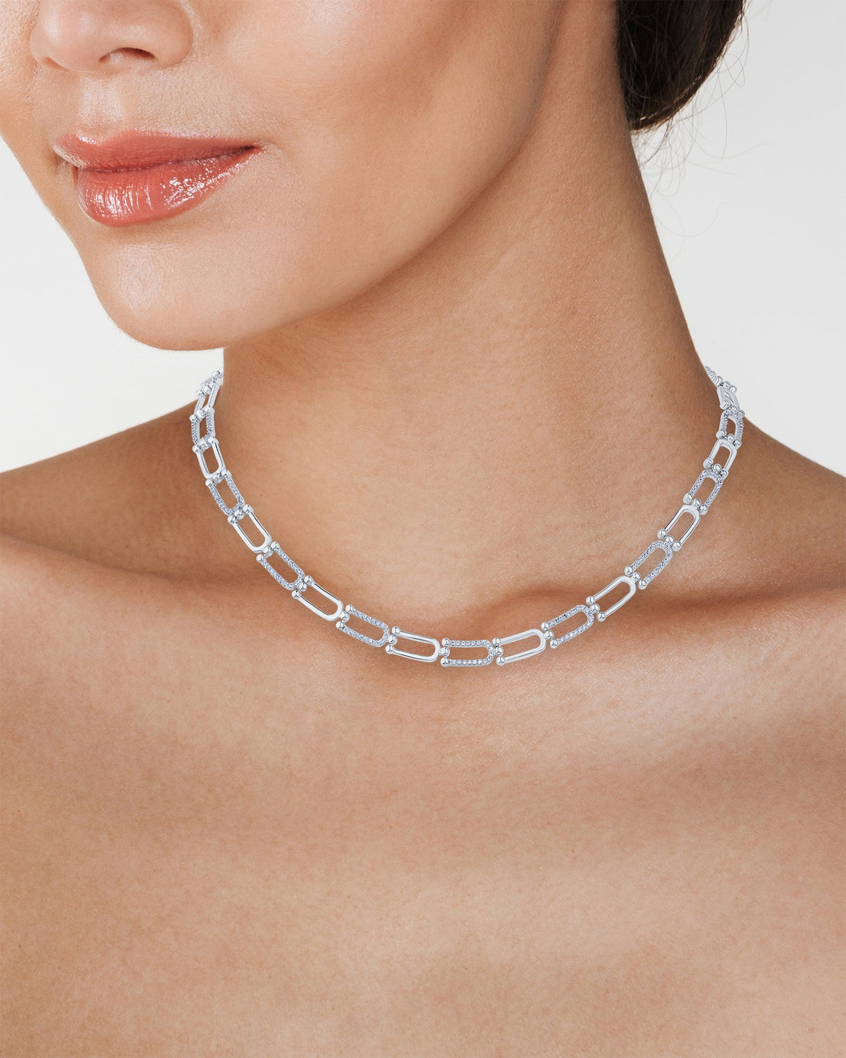 CZ Link Collar Necklace
