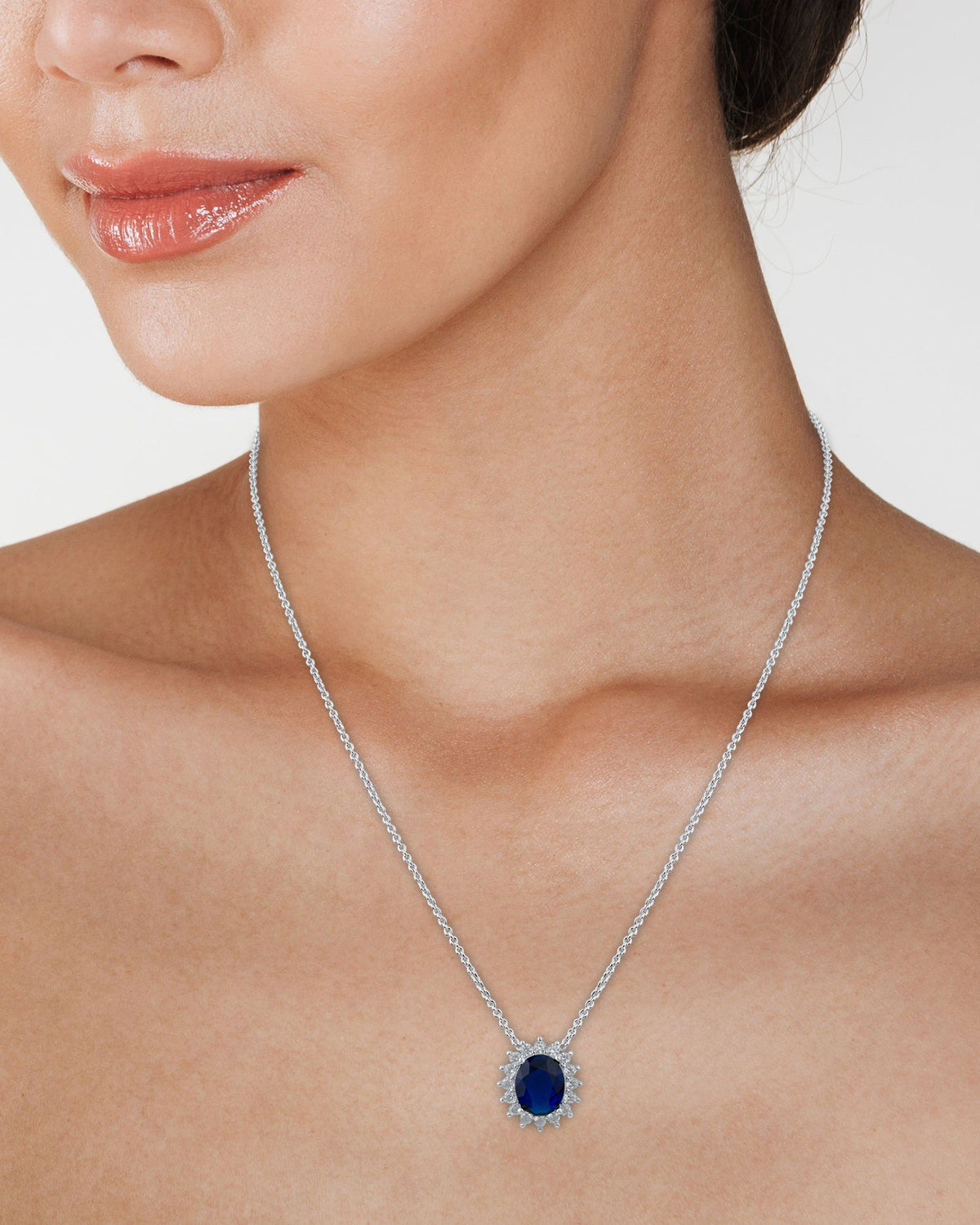 Oval Sapphire Pendant Necklace