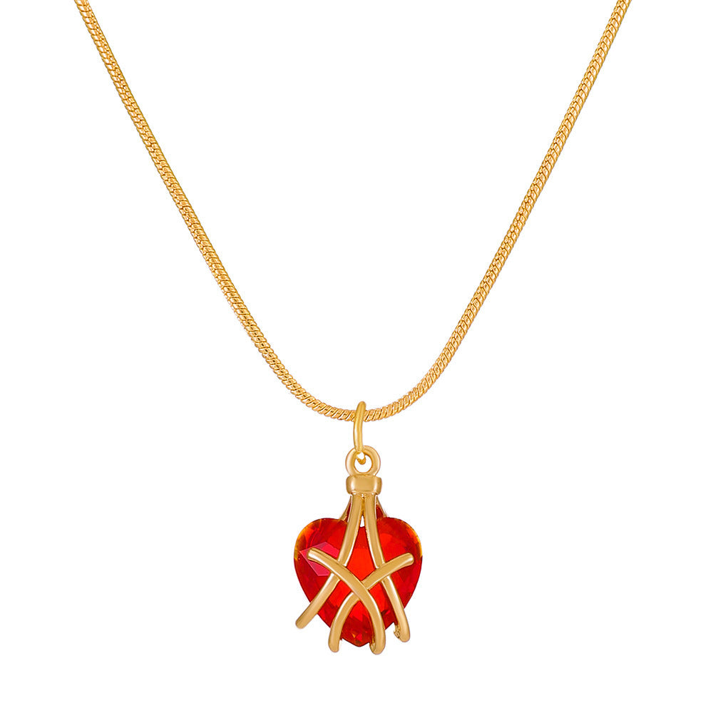 Barbie Diamond Castle Love Female Fashion Sweet Heart-shaped Collarbone Necklaces