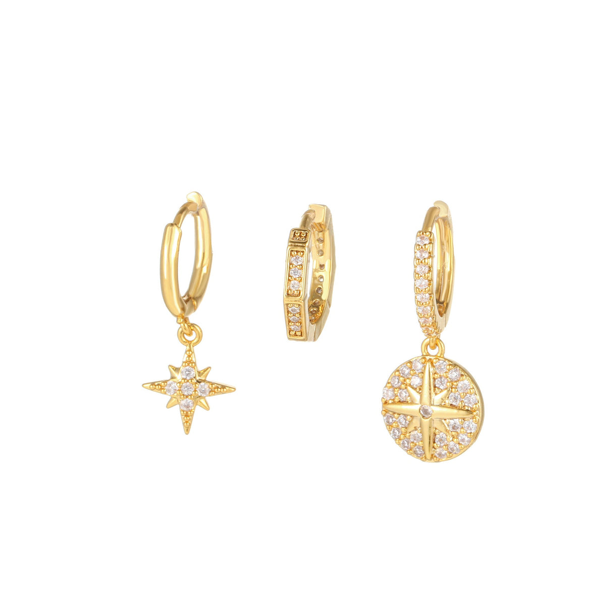 Fashionable Personalized Artistic Chain Geometric Three-piece Earrings